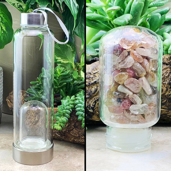 WWW - PRICING - Rutilated Quartz Mini Gem Pod Crystal Water Bottle - water