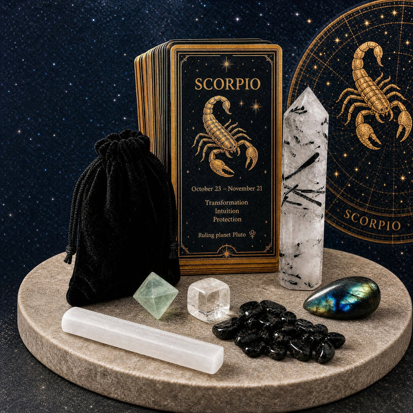 ♏ Skorpionen - 23. oktober - 21. november - Zodiac Crystal Fusion Sæt med etui
