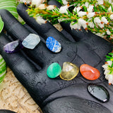 ARRON PRICING - Selenite Chakra Charging Plate + 7 Mini Gemstones - wand