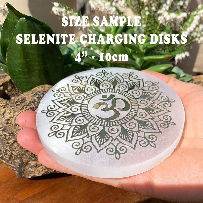 ZZZZZZ PRICING Selenite Seed Of Life Cleansing Disk - wand
