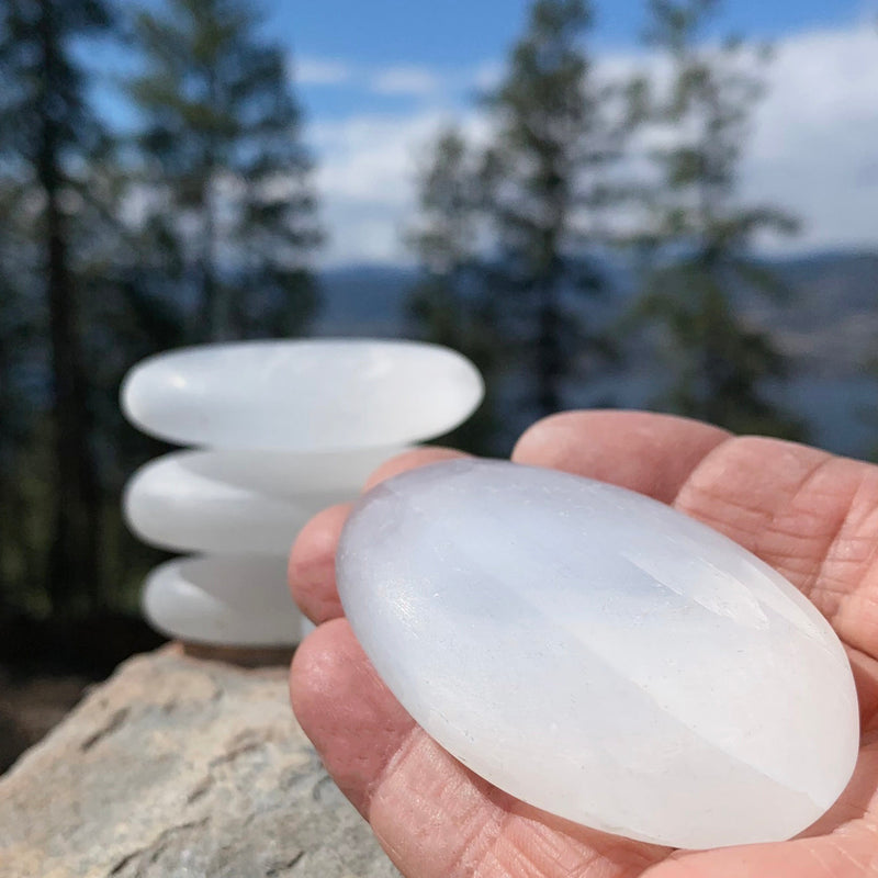 FREE GIVEAWAY!  Selenite Palmstone - (Just Pay Cost of Shipping)