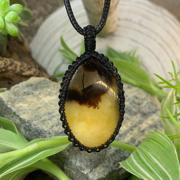 Septarian Macrame Anheng Halskjede