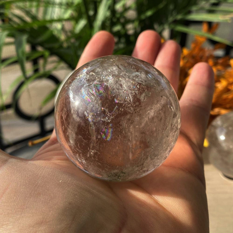 Luz de humor de cristal (esfera de cuarzo ahumado-mediana)