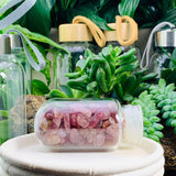WWW - PRICING - NOT READY Strawberry Quartz Mini Gemstones Pod Crystal Water Bottle - water
