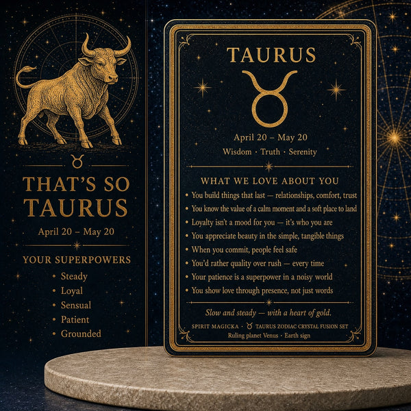 ♉ Taurus - 20. april - 20. maj - Zodiac Crystal Fusion-sæt med pose