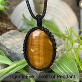 Tiger's Eye Macramé Pendant halskæde