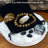 Tiger's Eye Mala Bracelet Fortitude Pouch Set