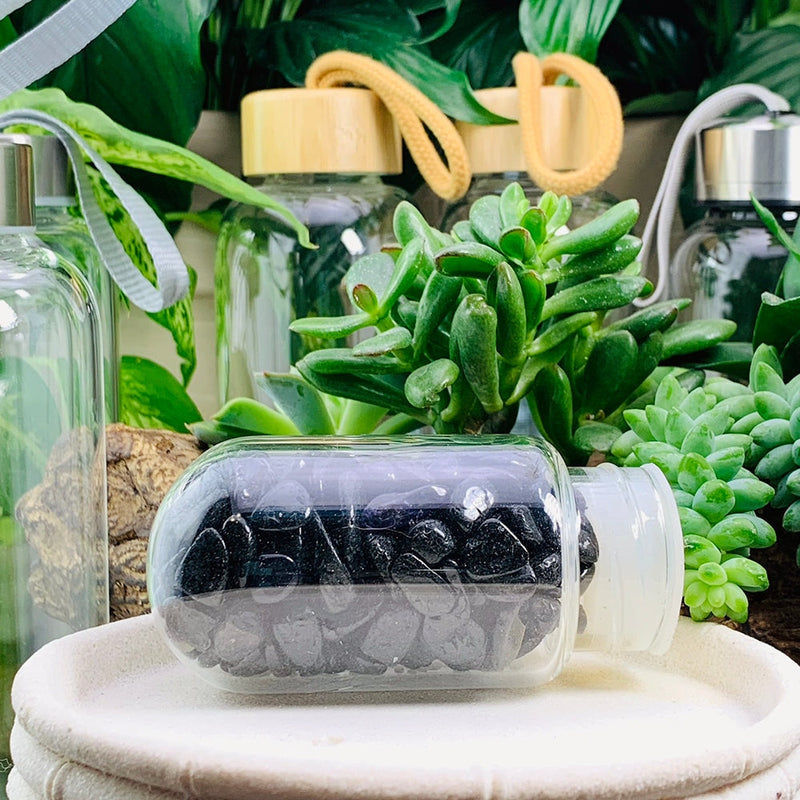 WWW - PRICING - Tourmaline Mini Gemstones Pod Crystal Water Bottle - water