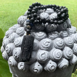 Tourmaline Pendant with Lava Bead Necklace - 80 cm