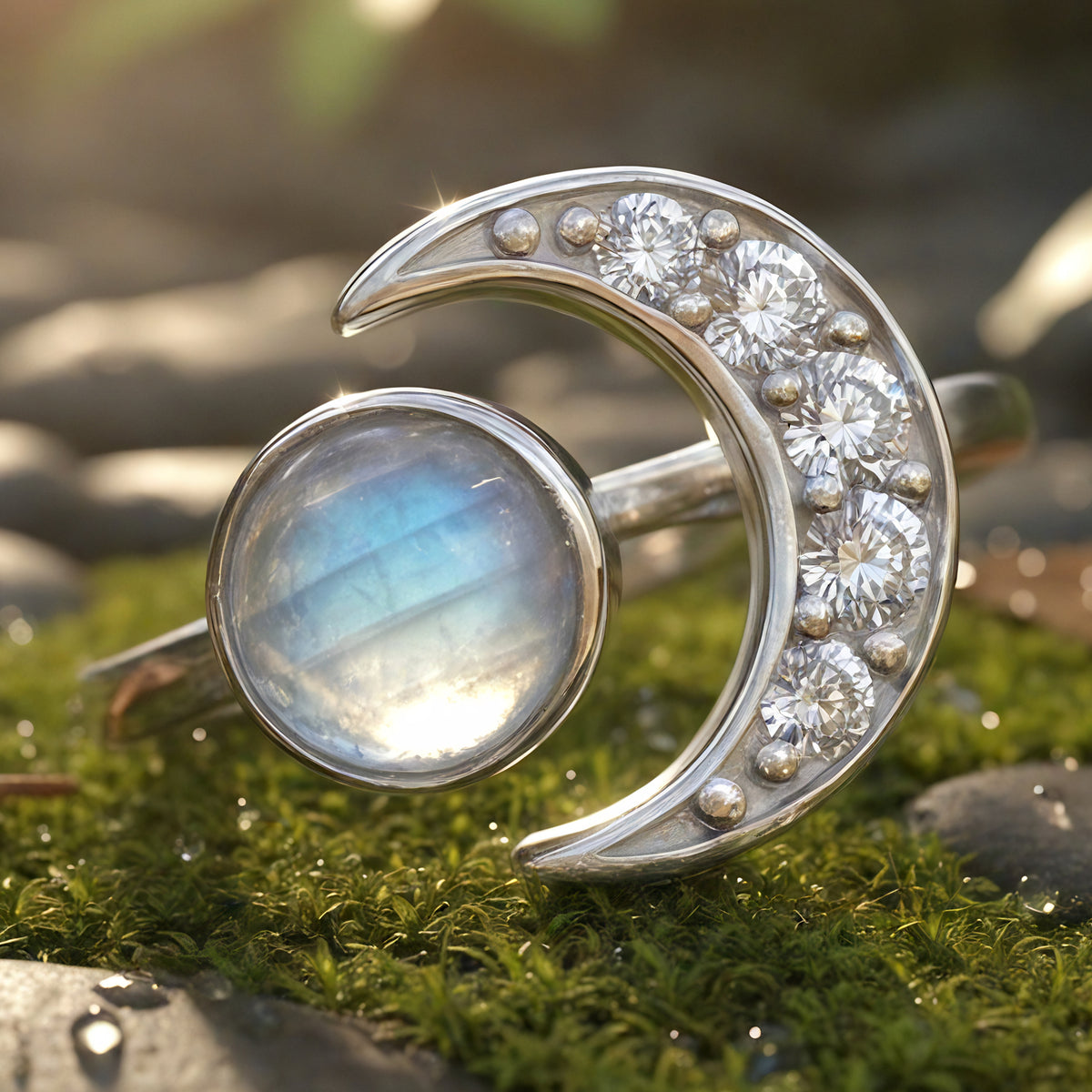 Z ARRON DESIGN Collier avec pendentif en fil de cuivre et pierre de lune Serenity