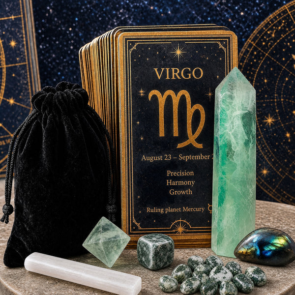 ♍ Jomfru - 23. august - 22. september - Zodiac Crystal Fusion-sæt med pose