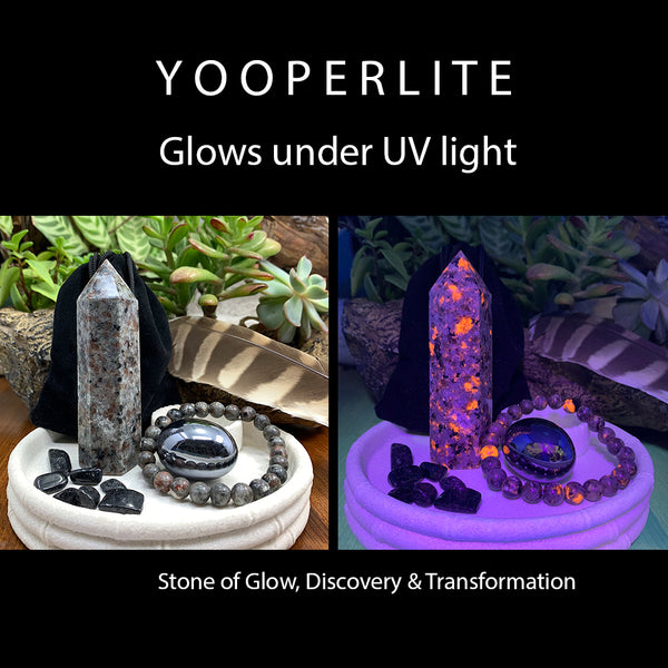 OFERTA GRATUITA! Kit de cristal transformacional Yooperlite (brilhante) + pulseira Mala (basta pagar o custo do frete)
