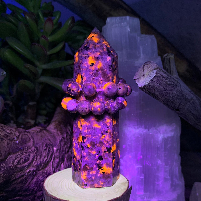 Yooperlite - The Stone the Glows! Generator + Mala Bracelet Combo Set!