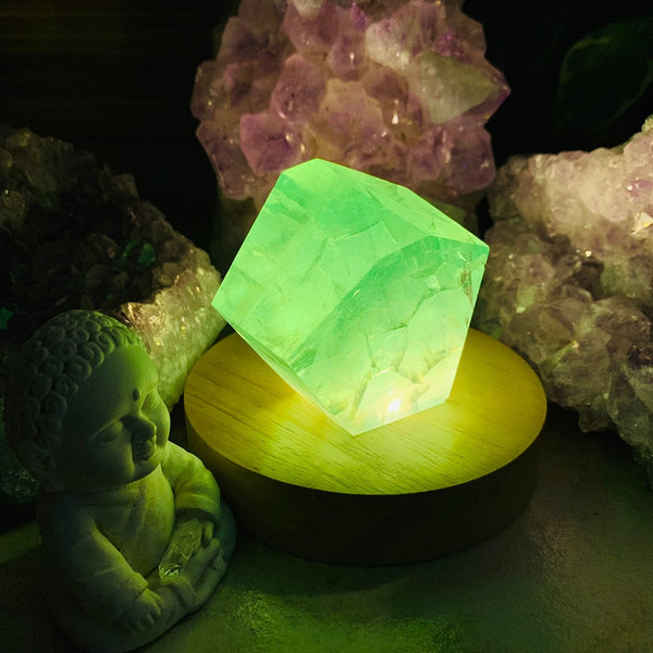 Krystal stemningslys (grøn fluorit)